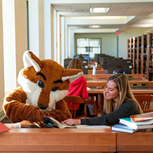An image of Frankie Fox and Marist student studying